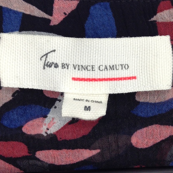 TWO by VINCE CAMUTO Masquerade Print Sheer Blouse - Picture 7 of 8